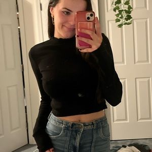 rare brandy melville cotton scalloped turtleneck shirt